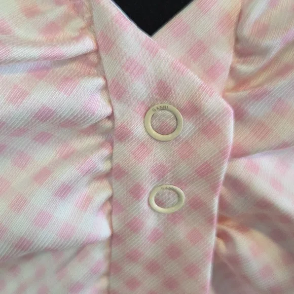 Ganni NWT pink gingham maxi dress Sz 14 ( See Measurements. Suits Smaller) - Picture 13 of 14